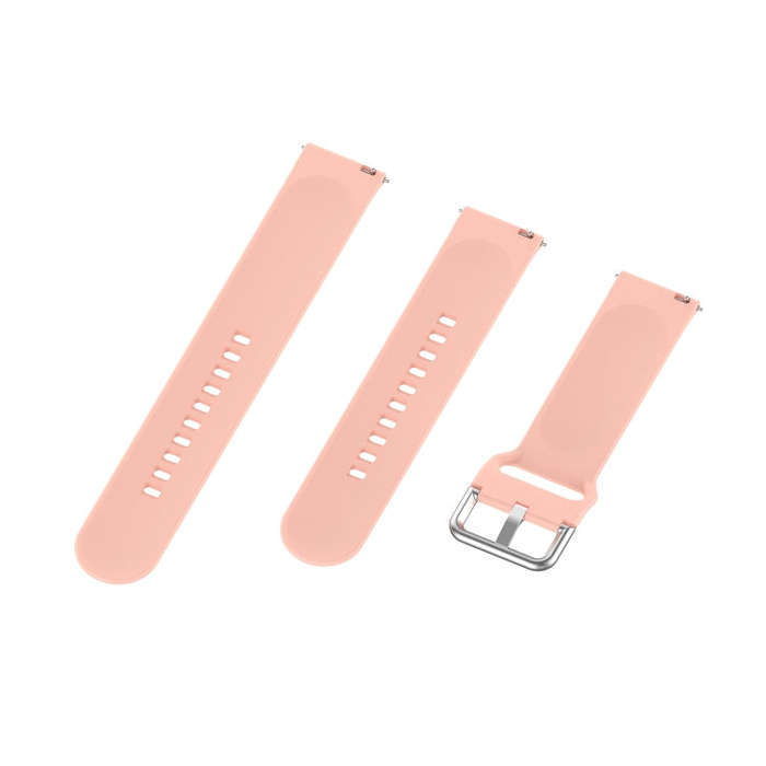 22mm Universal Silver Buckle Silicone Watch Band, Size:L(Pink)