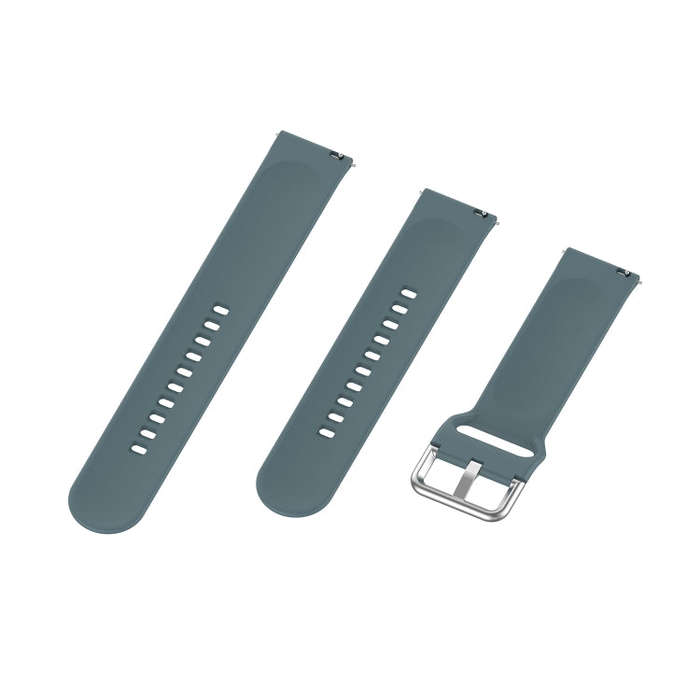 22mm Universal Silver Buckle Silicone Watch Band, Size:L(Blue Grey)
