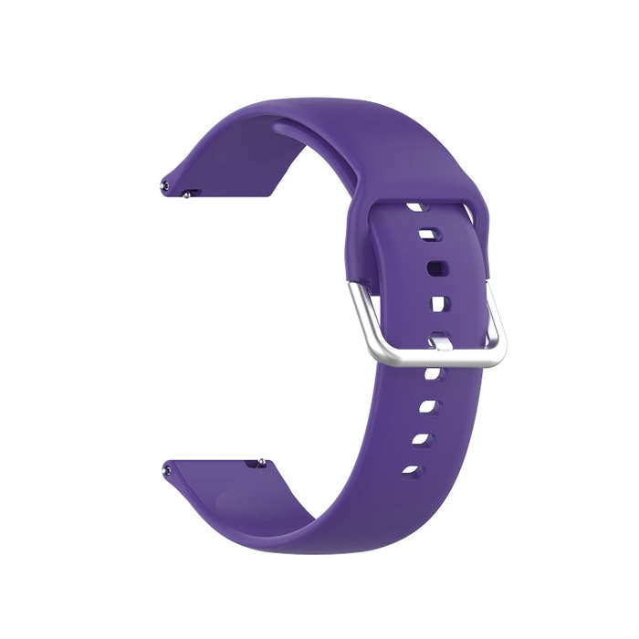 22mm Universal Silver Buckle Silicone Watch Band, Size:L(Purple)