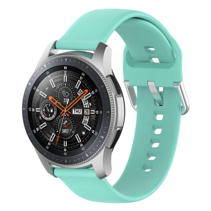 22mm Universal Silver Buckle Silicone Watch Band, Size:S(Mint Green)