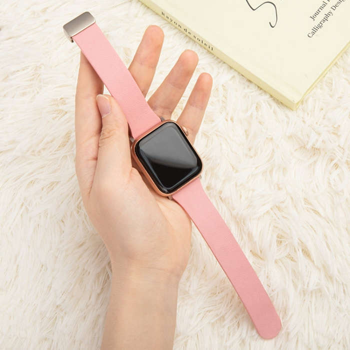 Sheepskin Texture Magnetic Folding Buckle Watch Band For Apple Watch Ultra 2 49mm(Orange)