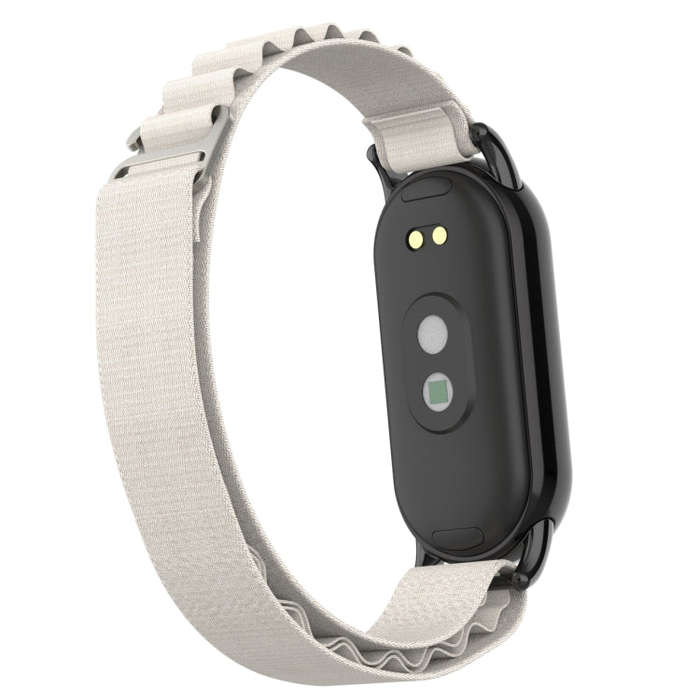 For Xiaomi Mi Band 8 Metal Plug Loop Nylon Watch Band(Black+Starlight)