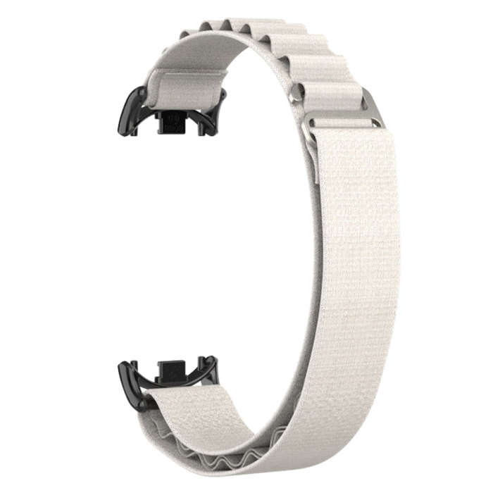 For Xiaomi Mi Band 8 Metal Plug Loop Nylon Watch Band(Black+Starlight)