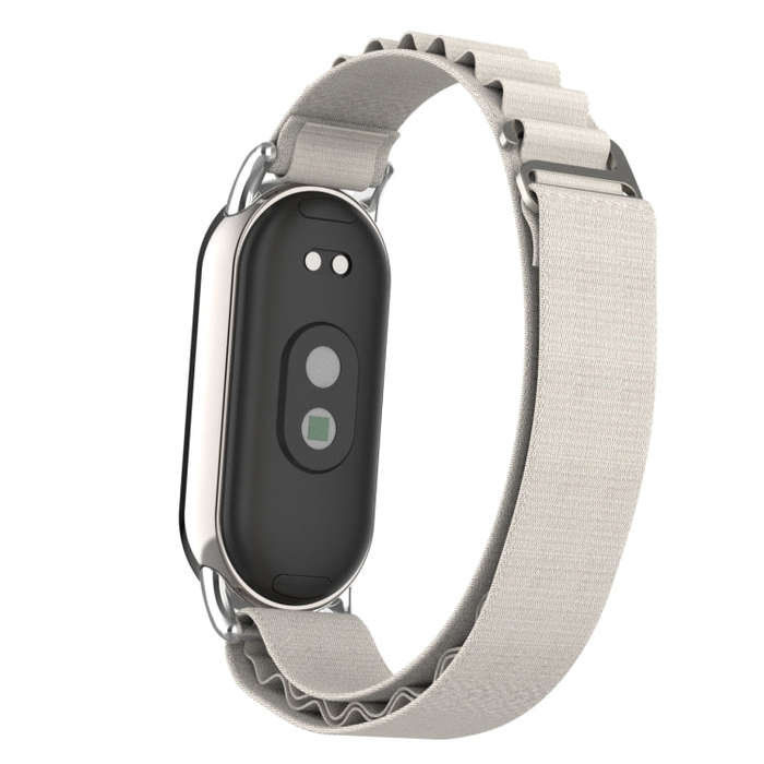 For Xiaomi Mi Band 8 Metal Plug Loop Nylon Watch Band(Silver+Starlight)