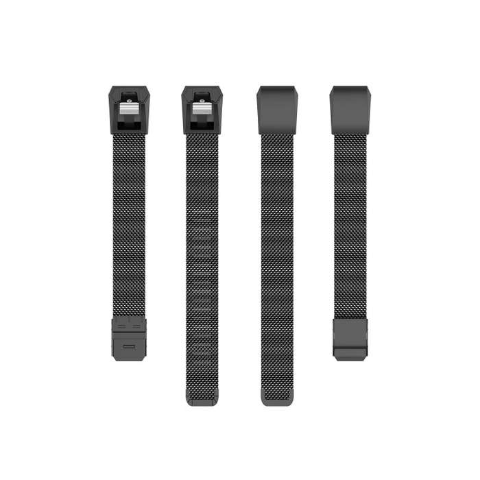For Fitbit Alta / Alta HR / ACE Watch Button Mesh Metal Replacement Strap Watchband, Size:S(Black)