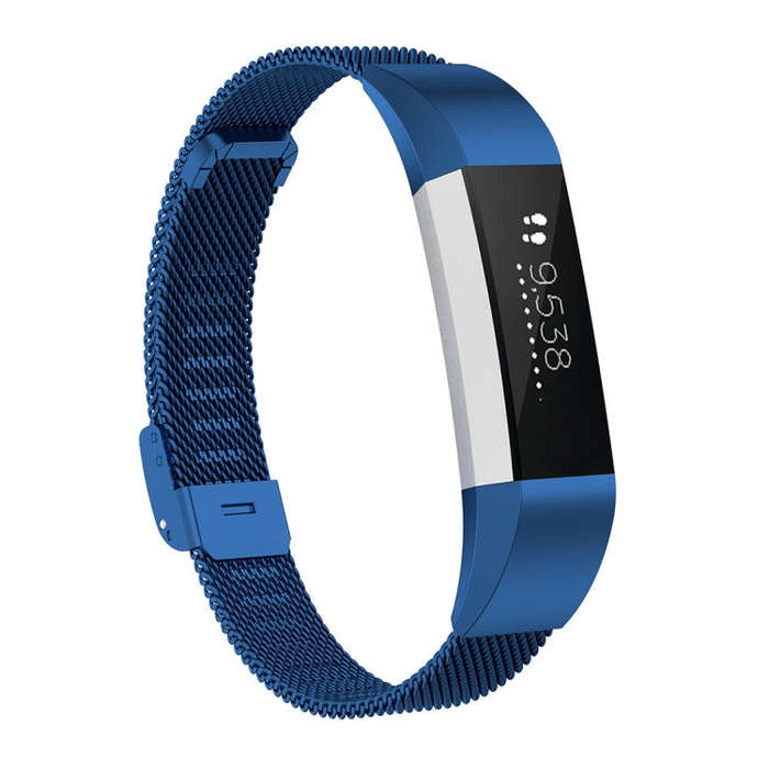 For Fitbit Alta / Alta HR / ACE Watch Button Mesh Metal Replacement Strap Watchband, Size:S(Dark ...