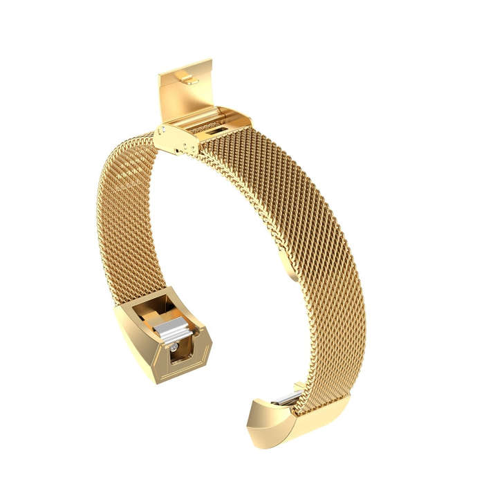 For Fitbit Alta / Alta HR / ACE Watch Button Mesh Metal Replacement Strap Watchband, Size:S(Gold)