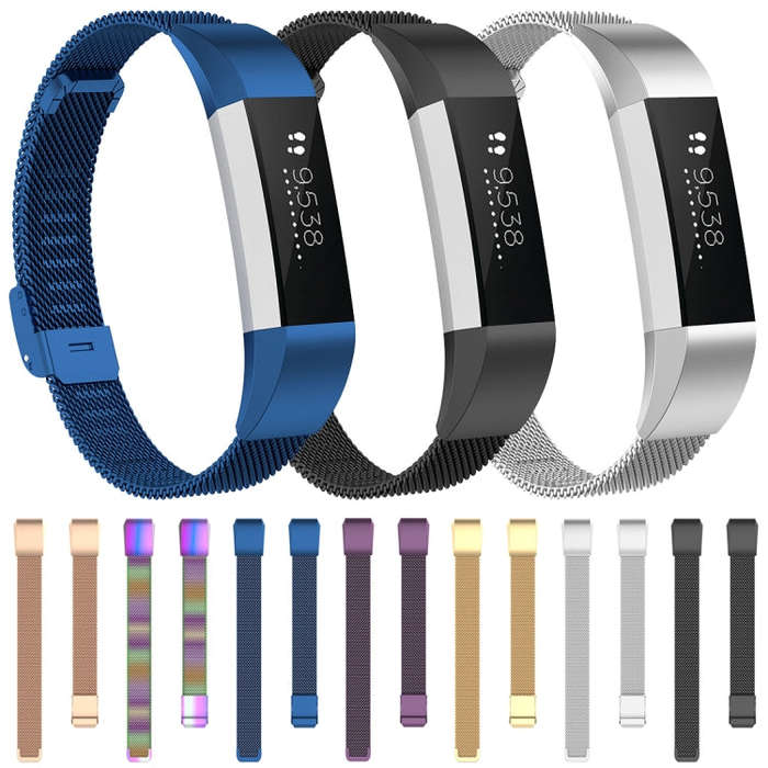 For Fitbit Alta / Alta HR / ACE Watch Button Mesh Metal Replacement Strap Watchband, Size:S(Color...