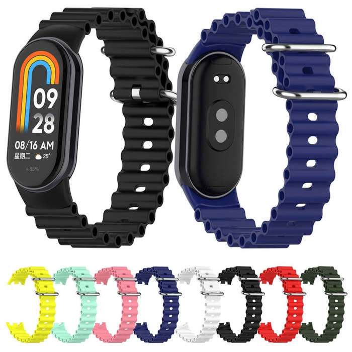 For Xiaomi Mi Band 8 Ocean Silicone Watch Band(White)