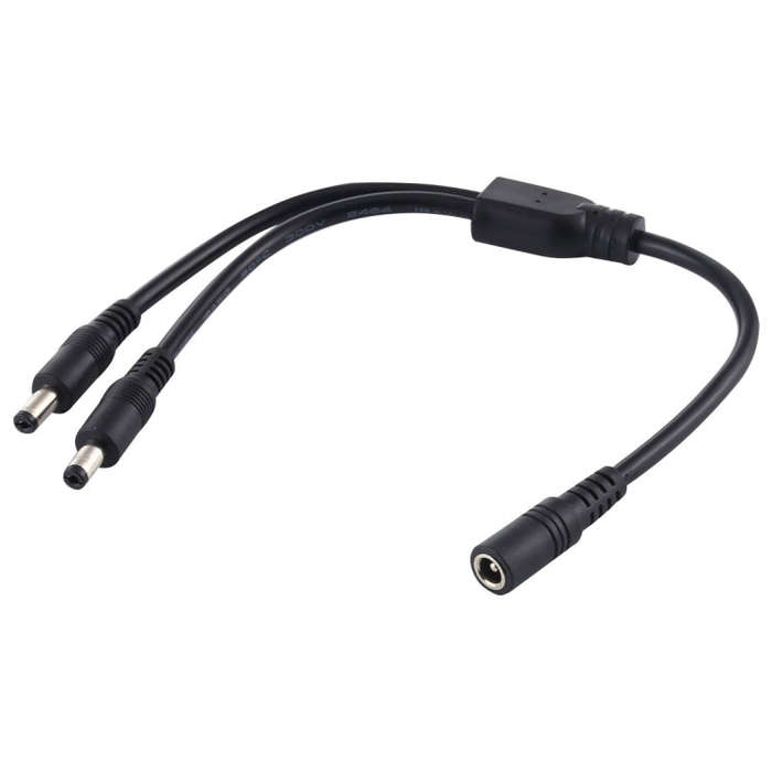 5.5 x 2.1mm 1 to 2 Female to Male Plug DC Power Splitter Adapter Power Cable, Cable Length: 30cm(...