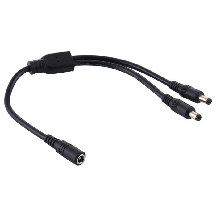 5.5 x 2.1mm 1 to 2 Female to Male Plug DC Power Splitter Adapter Power Cable, Cable Length: 70cm(...