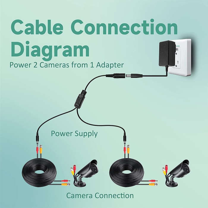 5.5 x 2.1mm 1 to 2 Female to Male Plug DC Power Splitter Adapter Power Cable, Cable Length: 70cm(...