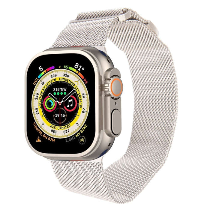 For Apple Watch SE 2023 44mm Milanese Metal Magnetic Watch Band(Starlight)