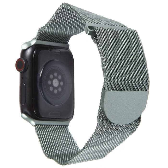 For Apple Watch 9 41mm Milanese Metal Magnetic Watch Band(Army Green)