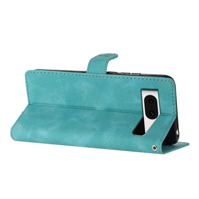 For Google Pixel 8 Flower Butterfly Embossing Pattern Leather Phone Case(Sky Blue)