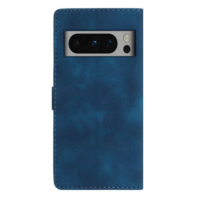 For Google Pixel 8 Pro Flower Butterfly Embossing Pattern Leather Phone Case(Blue)