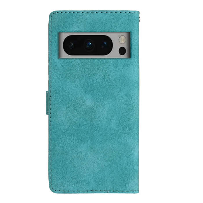 For Google Pixel 8 Pro Flower Butterfly Embossing Pattern Leather Phone Case(Sky Blue)