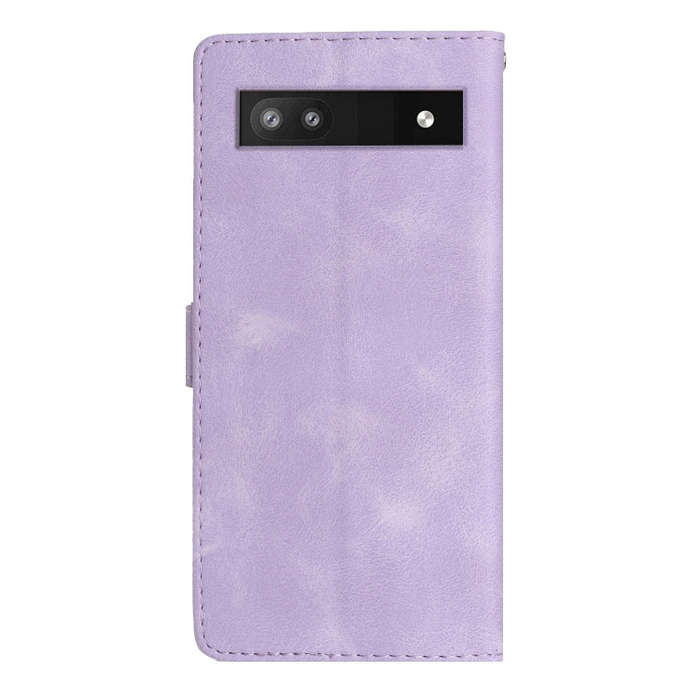 For Google Pixel 7a Flower Butterfly Embossing Pattern Leather Phone Case(Purple)