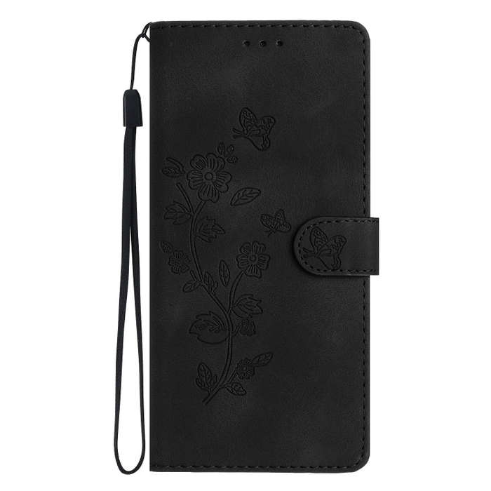 For Google Pixel 7a Flower Butterfly Embossing Pattern Leather Phone Case(Black)