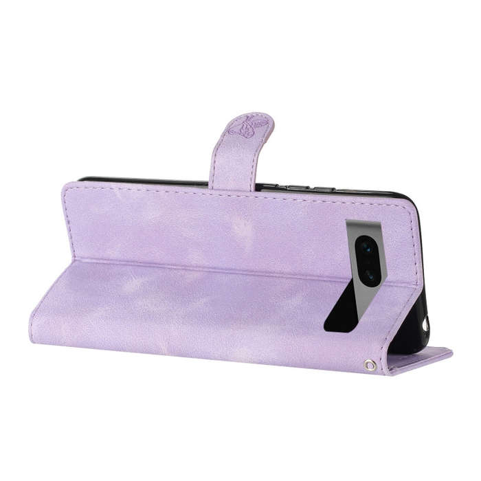 For Google Pixel 7 Flower Butterfly Embossing Pattern Leather Phone Case(Purple)