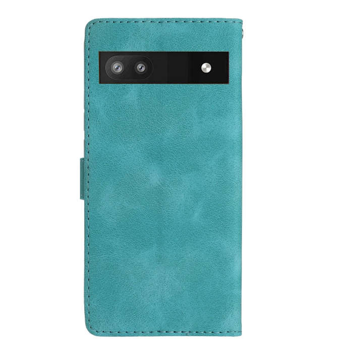 For Google Pixel 6a Flower Butterfly Embossing Pattern Leather Phone Case(Sky Blue)