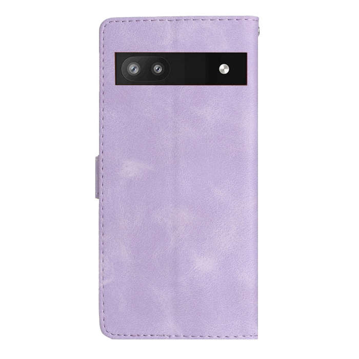 For Google Pixel 6a Flower Butterfly Embossing Pattern Leather Phone Case(Purple)