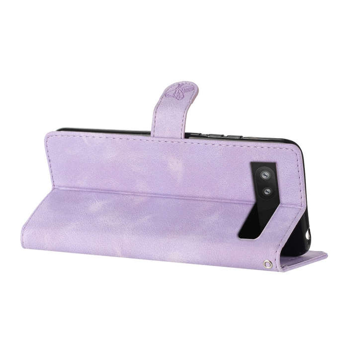 For Google Pixel 6a Flower Butterfly Embossing Pattern Leather Phone Case(Purple)