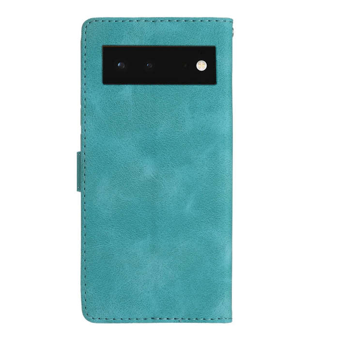 For Google Pixel 6 Flower Butterfly Embossing Pattern Leather Phone Case(Sky Blue)