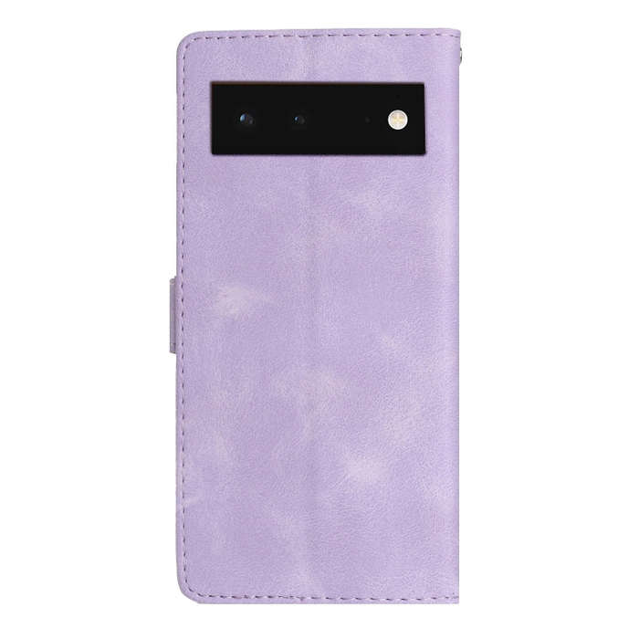 For Google Pixel 6 Flower Butterfly Embossing Pattern Leather Phone Case(Purple)