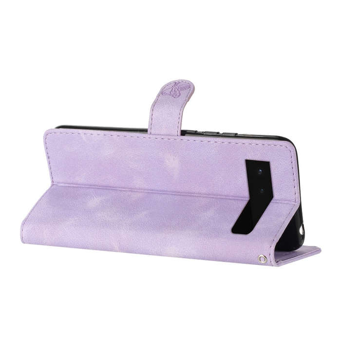 For Google Pixel 6 Flower Butterfly Embossing Pattern Leather Phone Case(Purple)