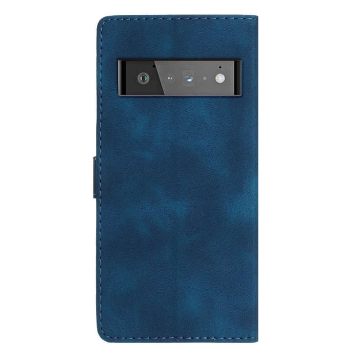 For Google Pixel 6 Pro Flower Butterfly Embossing Pattern Leather Phone Case(Blue)