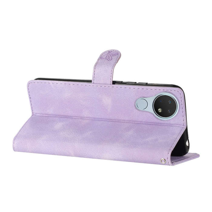 For Nokia 6.2 / 7.2 Flower Butterfly Embossing Pattern Leather Phone Case(Purple)