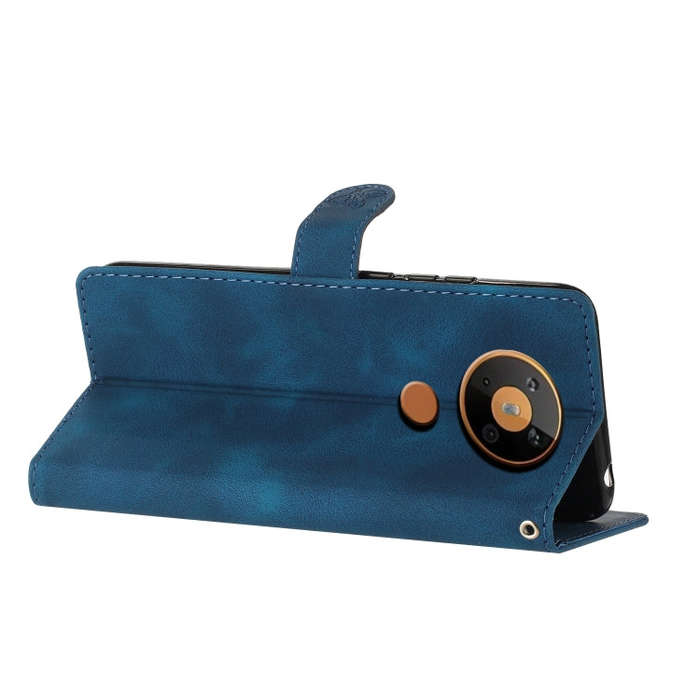 For Nokia 5.4 Flower Butterfly Embossing Pattern Leather Phone Case(Blue)