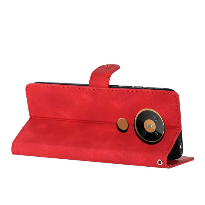 For Nokia 5.4 Flower Butterfly Embossing Pattern Leather Phone Case(Red)
