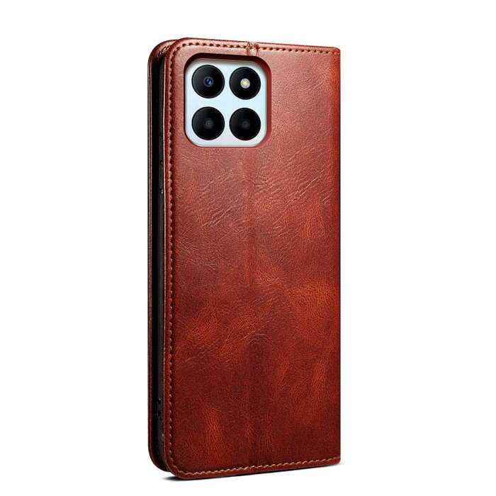 For Honor X6b 4G Global Oil Wax Crazy Horse Texture Leather Phone Case(Brown)