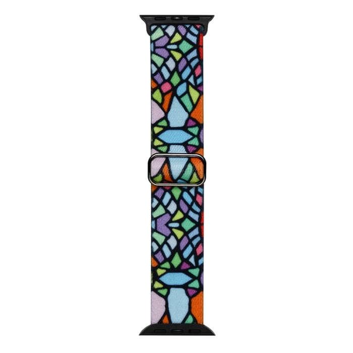 For Apple Watch SE 2023 40mm Painted Pattern Nylon Replacement Watch Band(Geometric Rainbow)