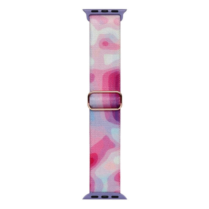 For Apple Watch 9 45mm Painted Pattern Nylon Replacement Watch Band(Ladder Purple Blue)