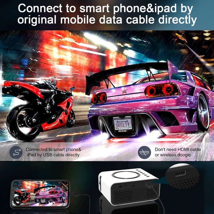 T300S 320x240 24ANSI Lumens Mini LCD Projector Supports Wired & Wireless Same Screen, Specificati...