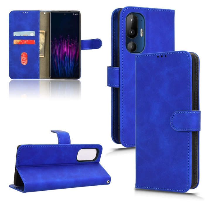 For HTC U24 Pro Skin Feel Magnetic Flip Leather Phone Case(Blue)