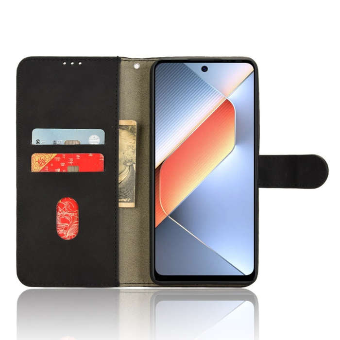 For Tecno Pova 6 Neo Skin Feel Magnetic Flip Leather Phone Case(Black)
