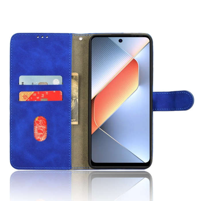 For Tecno Pova 6 Neo Skin Feel Magnetic Flip Leather Phone Case(Blue)
