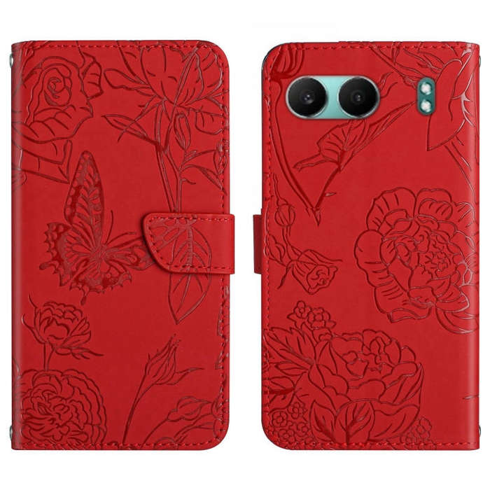 For OnePlus Nord 4 5G Skin Feel Butterfly Peony Embossed Leather Phone Case(Red)