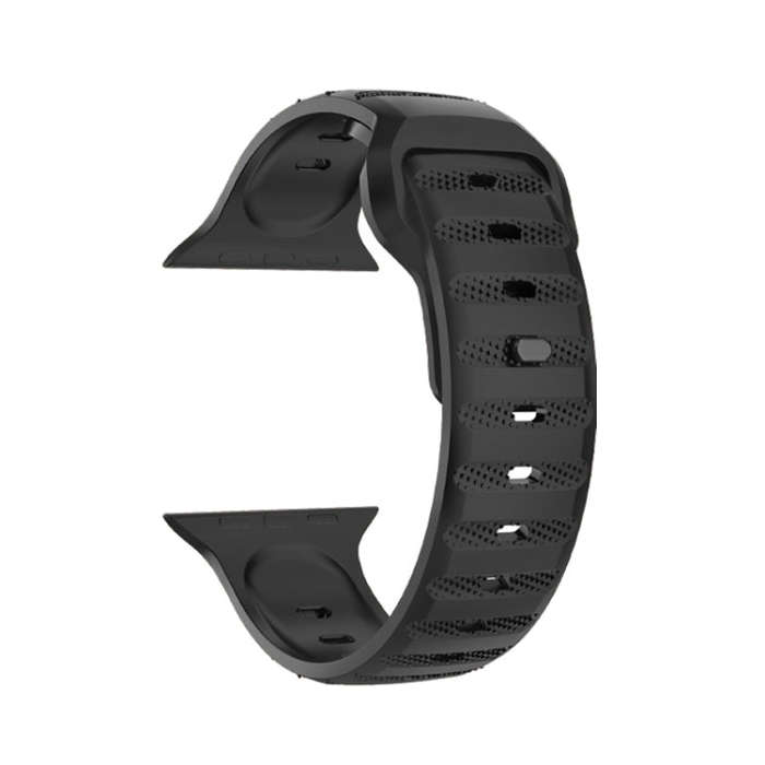 For Apple Watch 9 41mm Dot Texture Fluororubber Watch Band(Black)