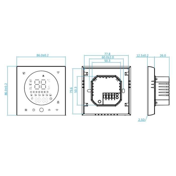 BHT-008GALW 95-240V AC 5A Smart Home Water Heating LED Thermostat With WiFi(White)