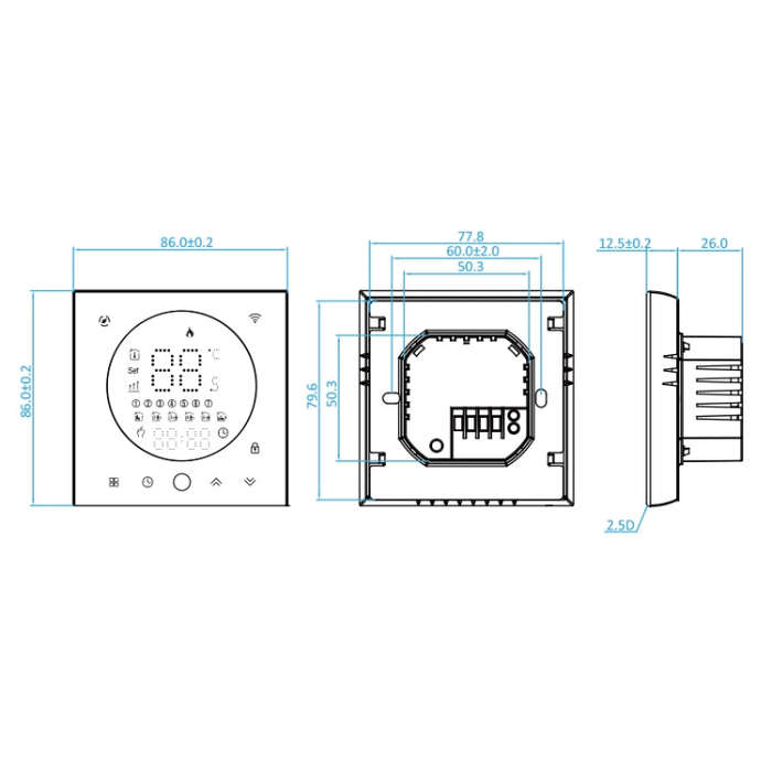 BHT-008GCLW 95-240V AC 5A Smart Home Boiler Heating LED Thermostat With WiFi(White)