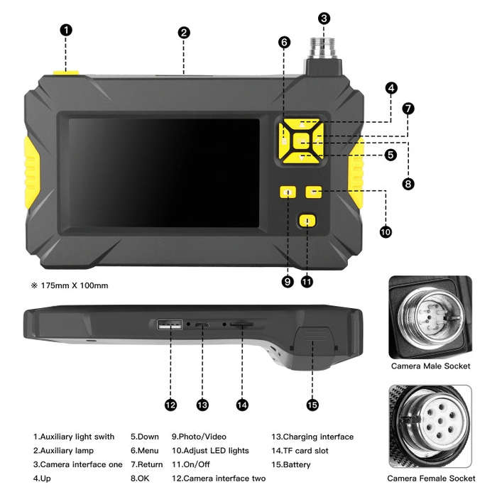 P30 3.9mm 1080P IP68 Waterproof 4.3 inch Screen Single Camera Digital Endoscope, Length:2m Hard C...