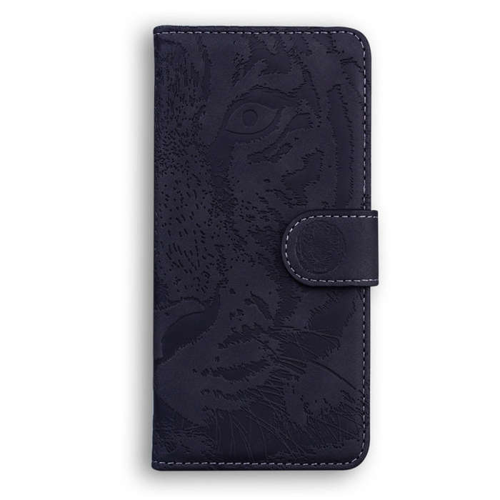 For Motorola Edge 2024 Tiger Embossing Pattern Leather Phone Case(Black)