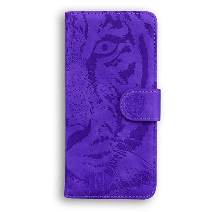 For Motorola Edge 2024 Tiger Embossing Pattern Leather Phone Case(Purple)