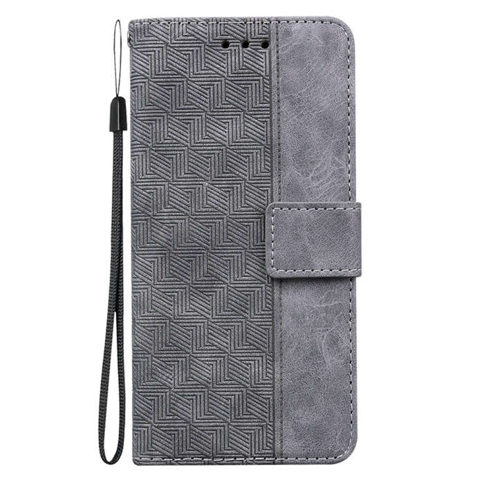 For Motorola Edge 2024 Geometric Embossed Leather Phone Case(Grey)