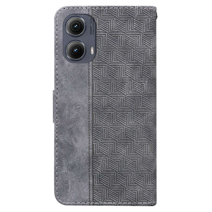 For Motorola Edge 2024 Geometric Embossed Leather Phone Case(Grey)